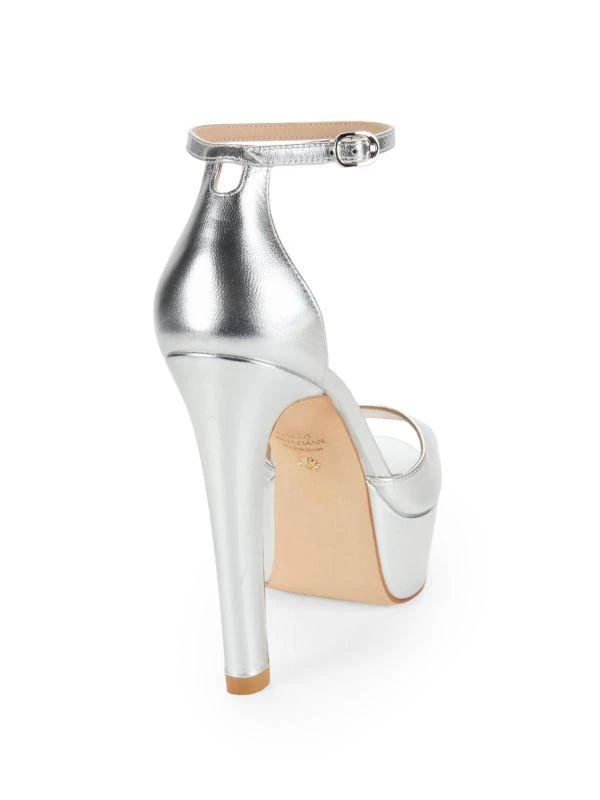 Stuart Weitzman Disco Metallic Leather Platform Sandals 3