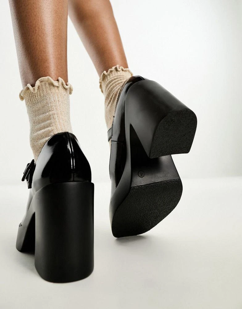 ASOS ASOS DESIGN Pound platform mary jane heeled shoes in black 4