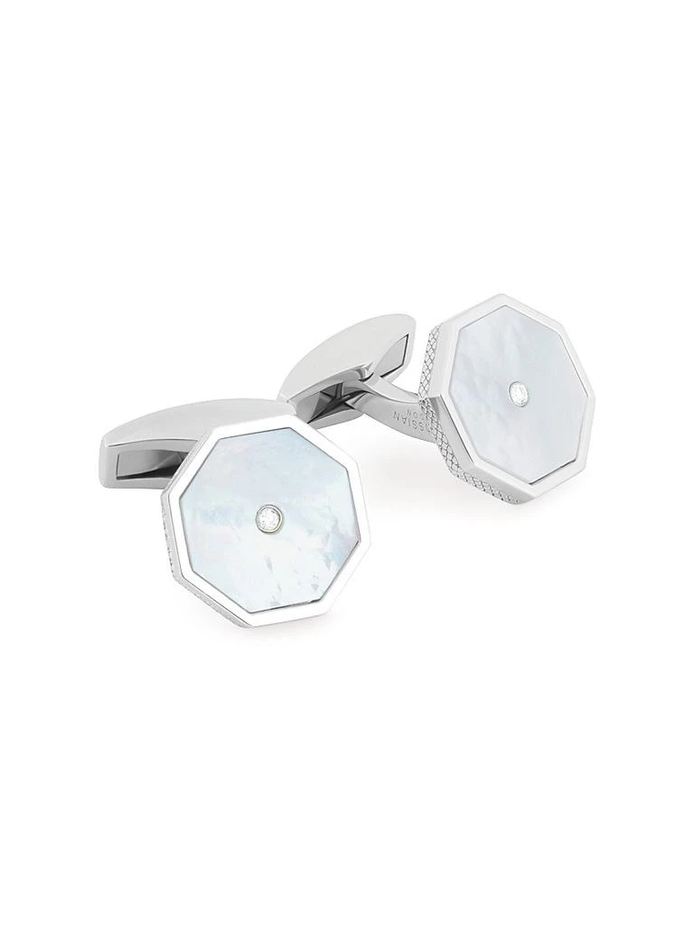 Tateossian Sterling Silver 
Mother-Of-Pearl Octagon Cufflinks