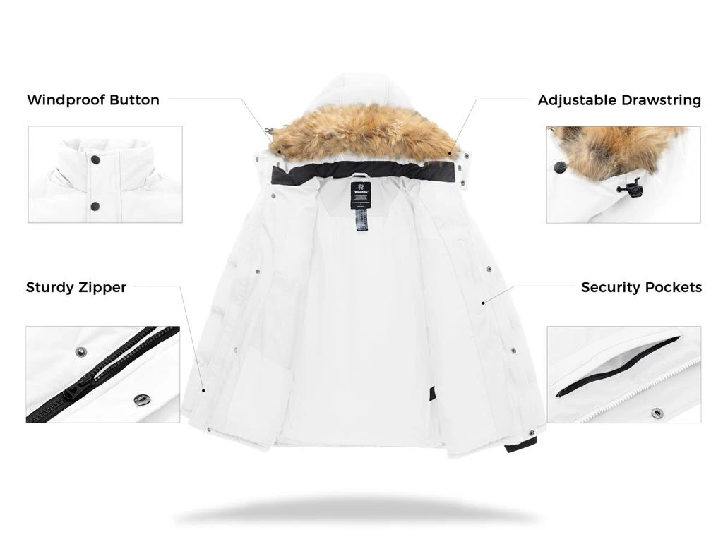 wantdo wantdo Men's Hooded Winter Coat Waterproof Puffer Jacket Warmth Winter Jacket 4