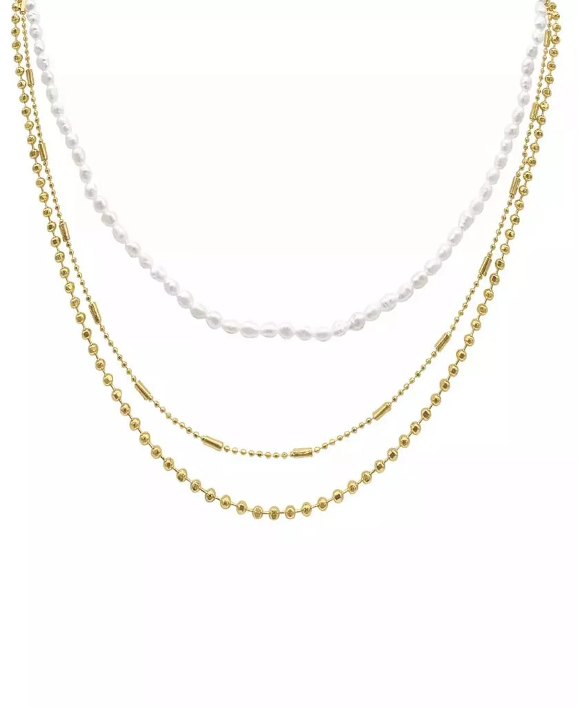 ADORNIA Gold-Tone Imitation Pearl Three-Row Layered Necklace, 17" + 3" extender 1