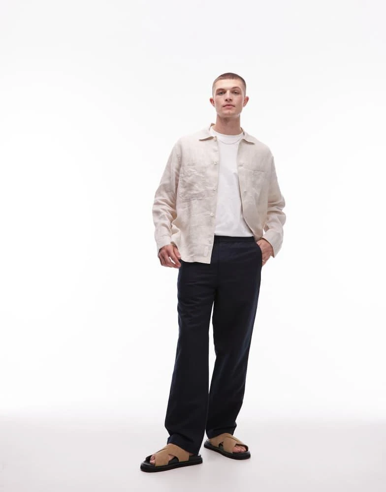 ARKET ARKET linen blend trousers in navy blue 1