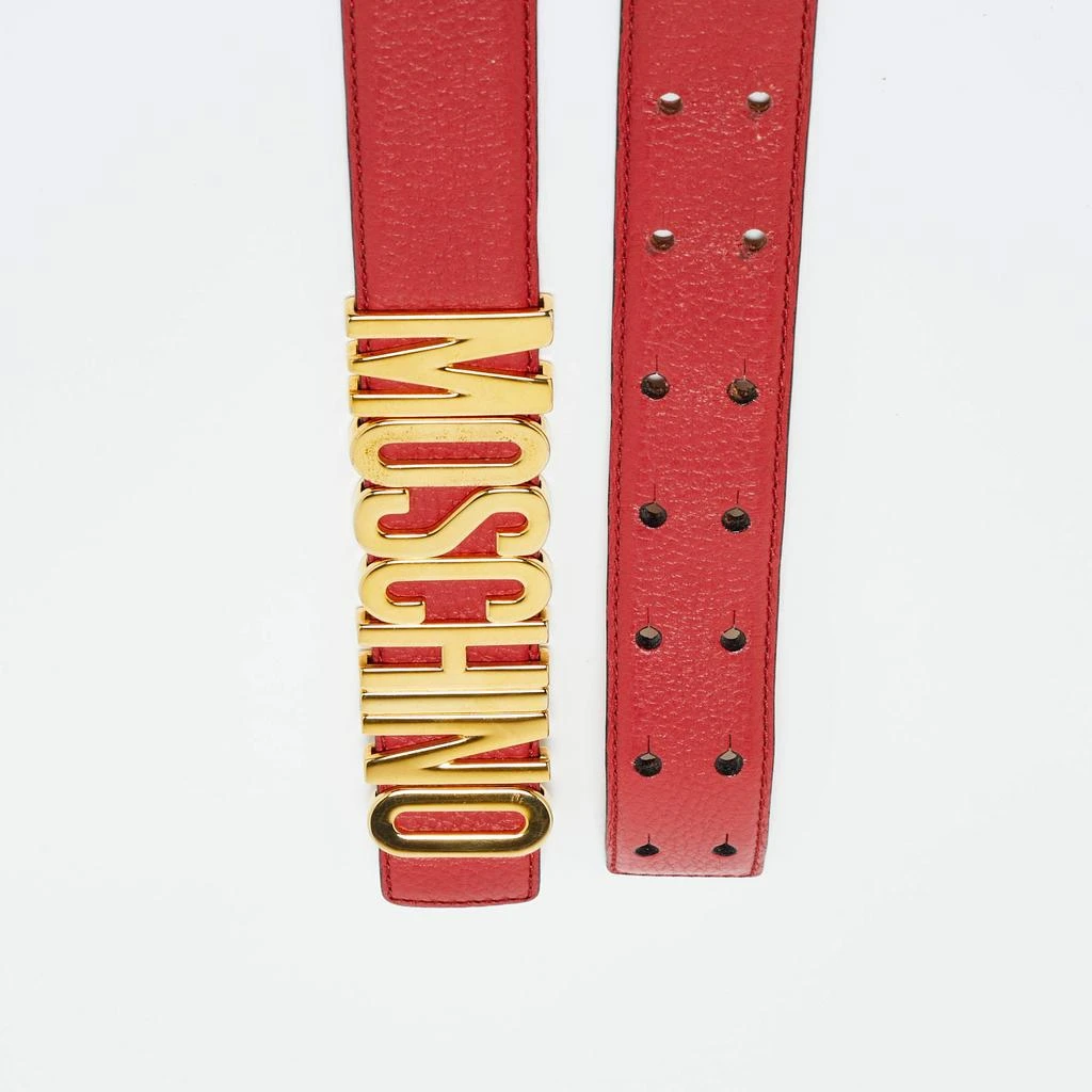 Moschino Moschino Red Leather Classic Logo Waist Belt 2