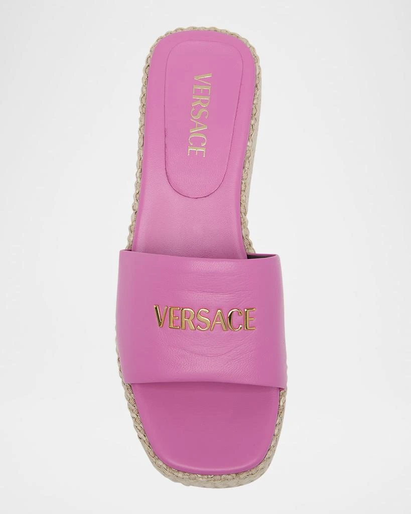 Versace Tag Platform Lambskin Leather Mules 5