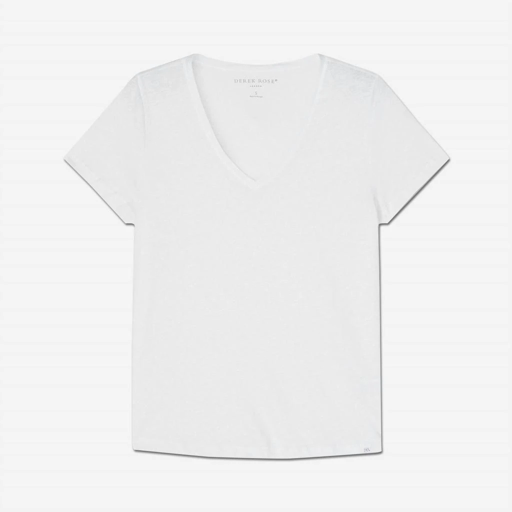 Derek Rose Women's V-Neck Tee In White 2