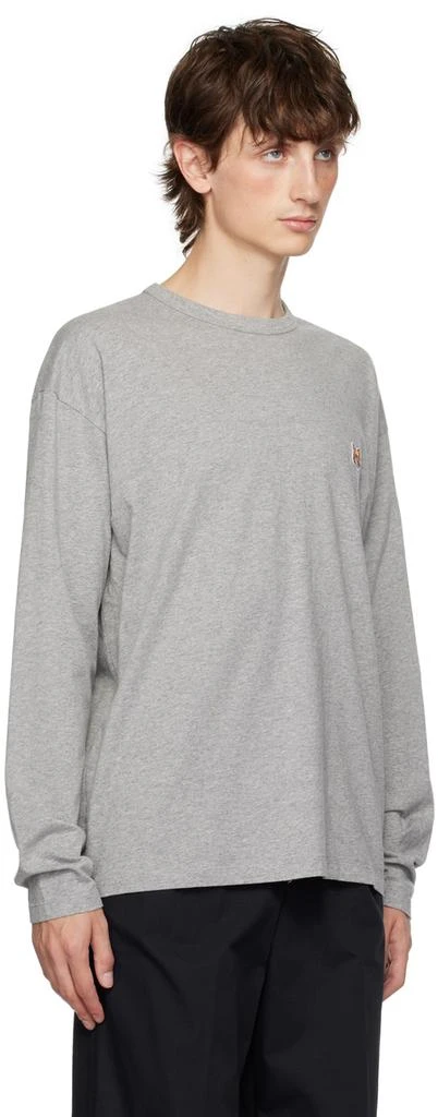 Maison Kitsune Gray Fox Head Long Sleeve T-Shirt 2