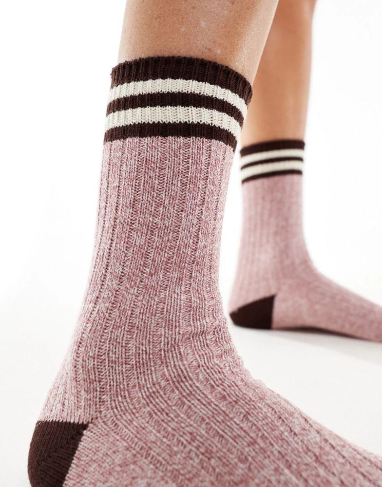 ASOS ASOS DESIGN mixed knit stripe slouch ankle socks 3