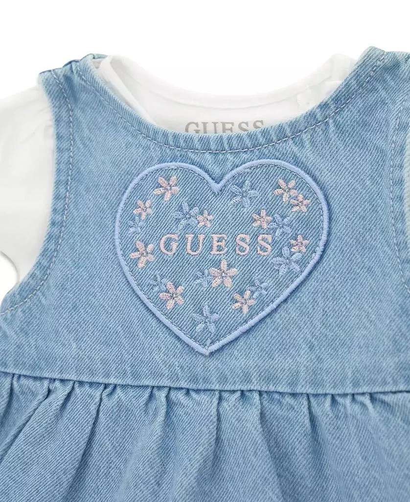 GUESS Baby Girls
 Short-Sleeve Bodysuit and Denim Romper, 2-Piece Set 4