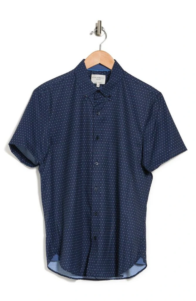 CONSTRUCT Slim Fit Microdot Short Sleeve 4-Way Stretch Performance Button-Down Shirt 3
