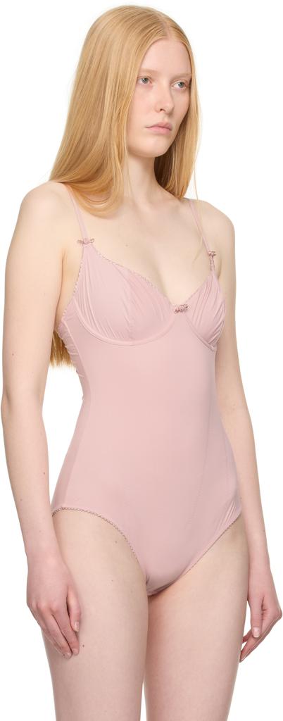 SKIMS Pink Retro Shapewear Unlined Demi Brief Bodysuit