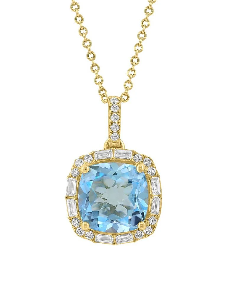 Saks Fifth Avenue Collection 14K Yellow Gold, Sky Blue Topaz 
0.34 TCW Diamond Halo Pendant Necklace 3