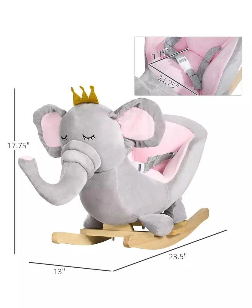 Qaba Baby Rocking Horse, Plush Animal Rocker w/ Realistic Sound, Pedals 3