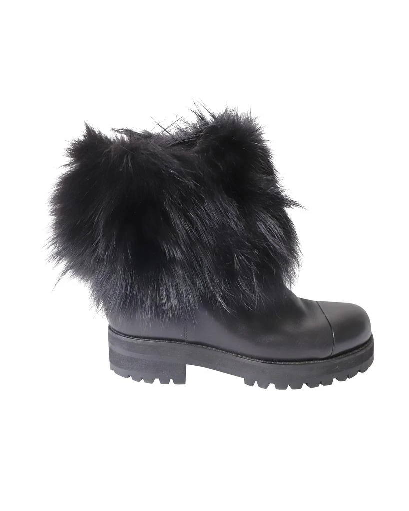Jimmy Choo Fur Trimmed Ankle Boots in Black Leather 1