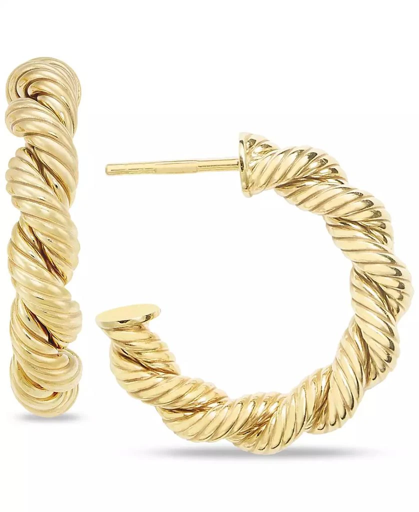 Textured Braided Small Hoop Earrings in 10k Gold, 3/4