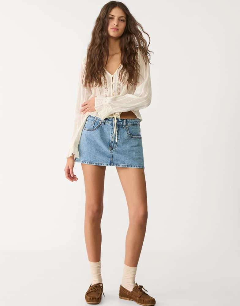 Stradivarius Stradivarius D62 denim skort in light blue 2