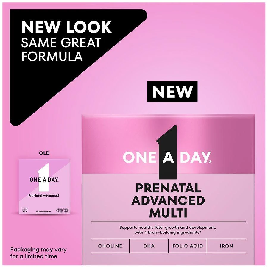 One A Day Prenatal Advanced, Multi-Vitamin Soft Gels 
Choline Tablets 3