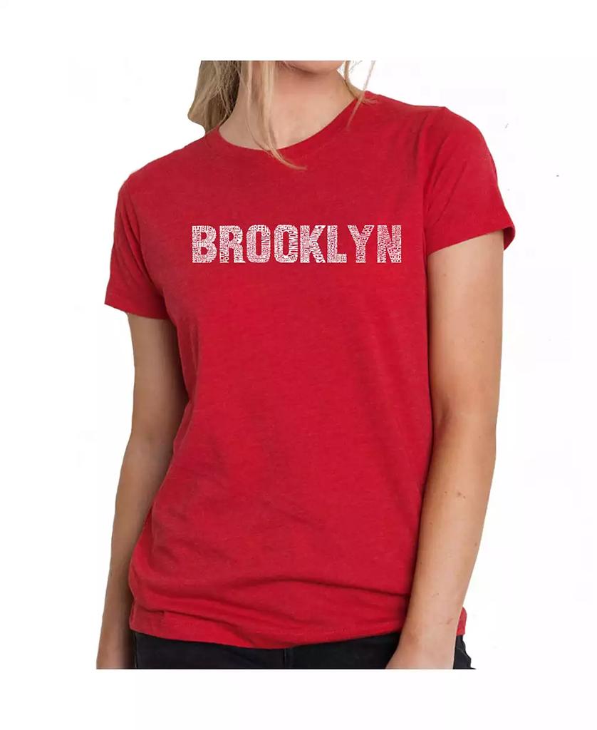 LA Pop Art Women's Premium Word Art T-Shirt - Brooklyn Neighborhoods