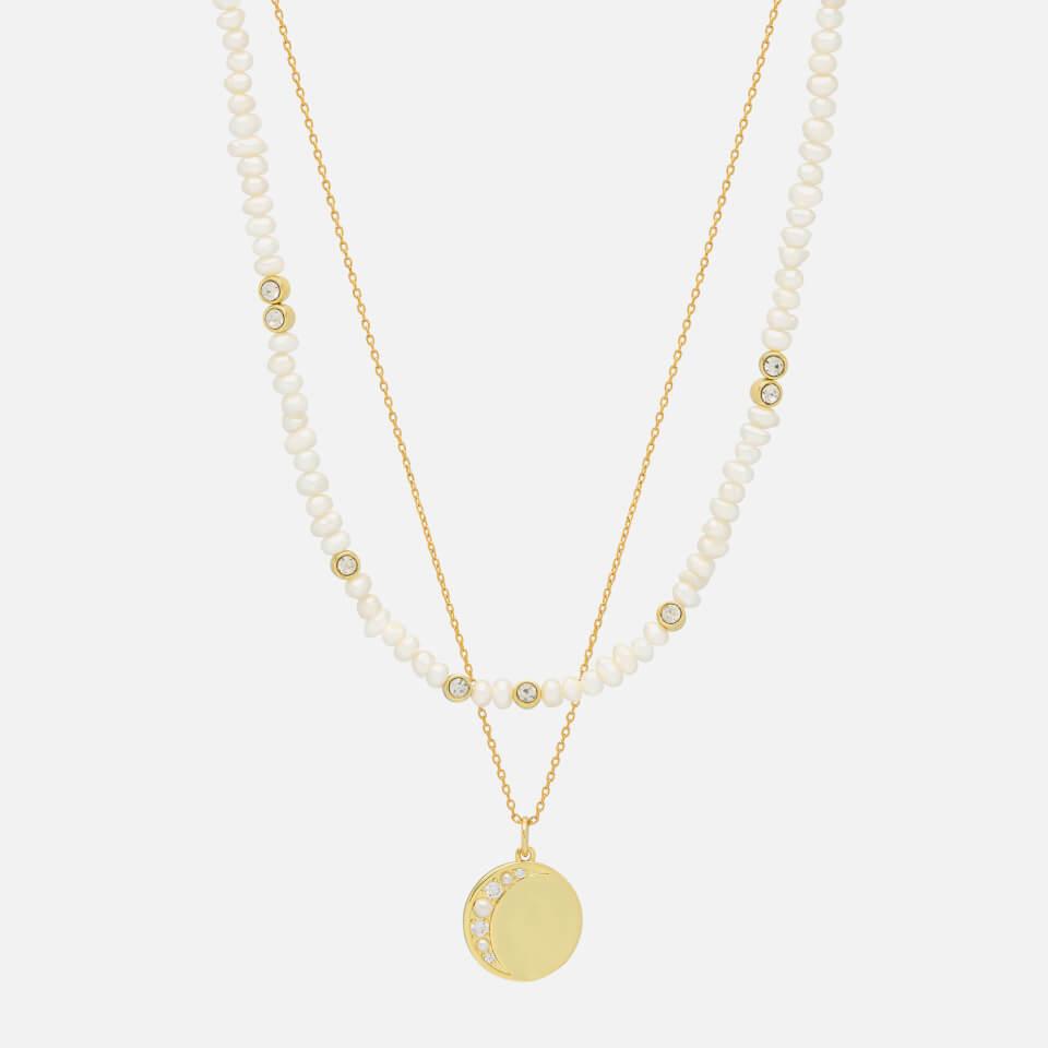ESTELLA BARTLETT Estella Bartlett Moonz Glass Pearl Gold-Tone Double Chain Necklace