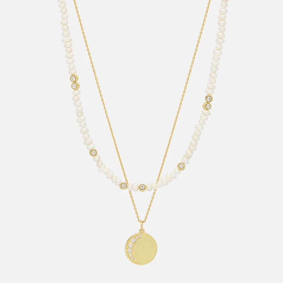ESTELLA BARTLETT Estella Bartlett Moonz Glass Pearl Gold-Tone Double Chain Necklace 1