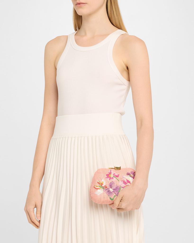 Rafe Tamu Flower Raffia Clutch Bag