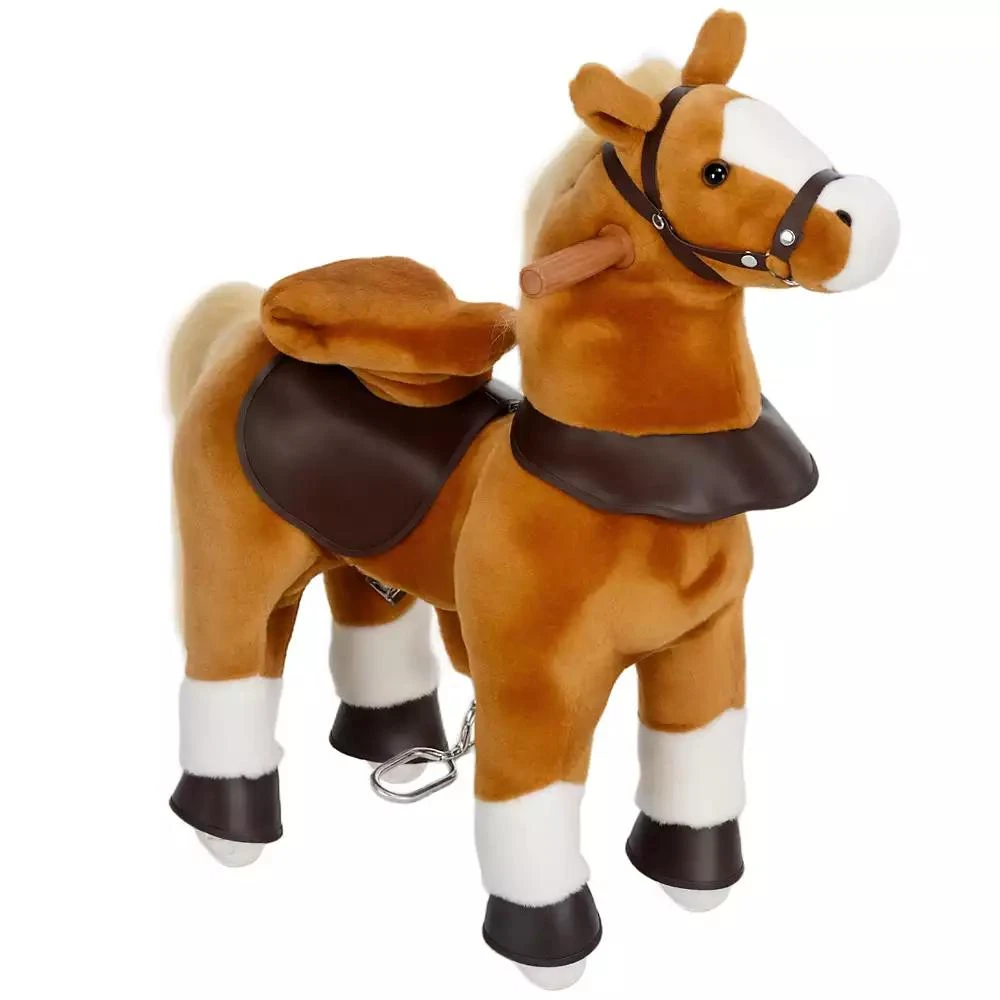 Qaba Ride on Horse, Walking Horse Toy, Kids Plush Riding Pony w/ Wheels
