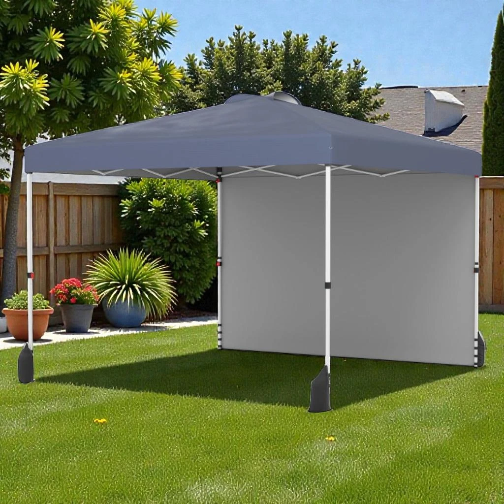 Hivvago 10 x 10 Ft Quick Assembly Outdoor Canopy with One Wall and Wheeled Carry Case