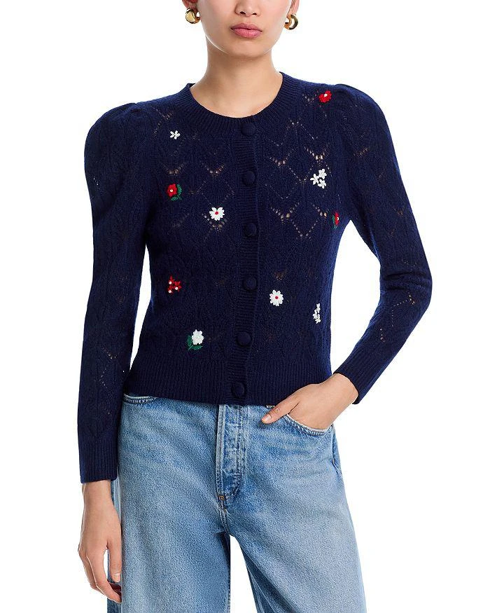 AQUA AQUA 100% Cashmere Crewneck Cardigan Sweater - Exclusive