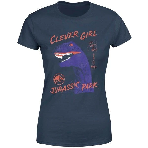 Jurassic Park Jurassic Park Life Finds A Way Raptor Women's T-Shirt - Navy 1