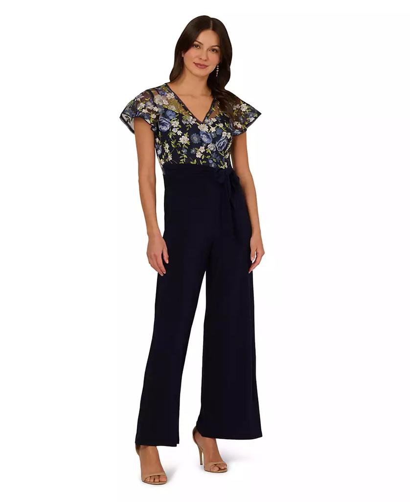 Adrianna Papell Women's Embroidered Wide-Leg Jumpsuit