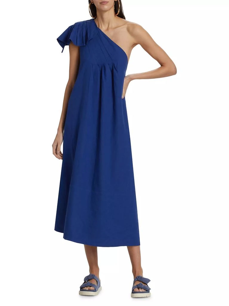 Farm Rio Leaf One-Shoulder Midi Dress 6
