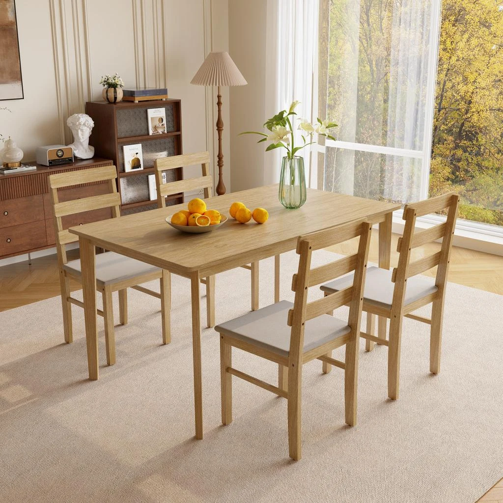 Streamdale Furniture Streamdale Solid wood dining table and chair set (5-piece)