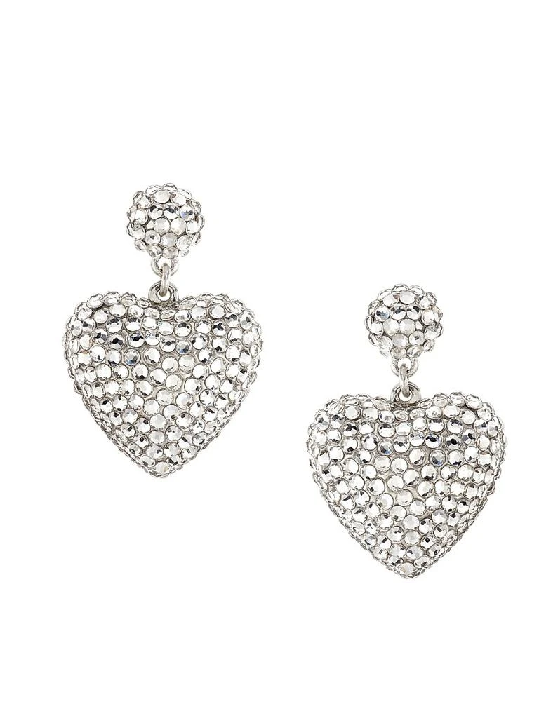 Roxanne Assoulin Heart & Soul Silvertone & Cubic Zirconia Heart Drop Earrings 1