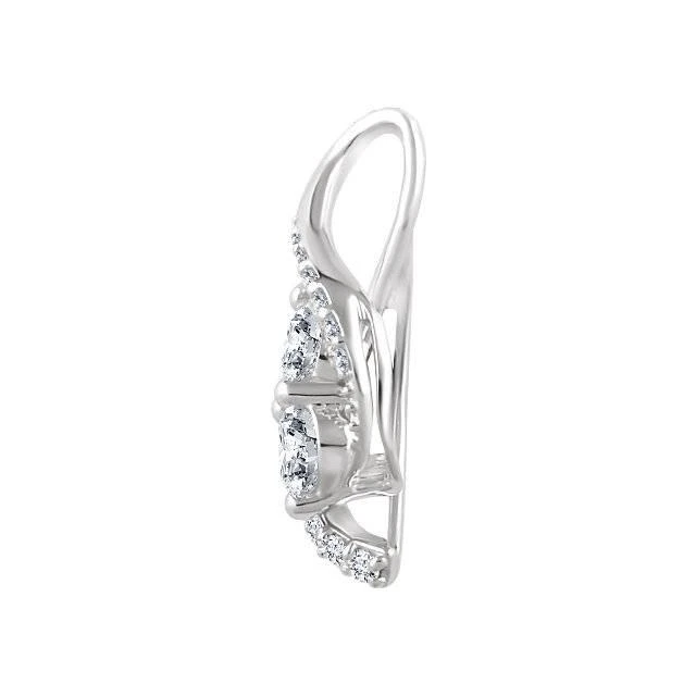 Pompeii3 5/8ct Two Stone Diamond Freeform Pendant 10k White Gold 5/8" Tall 2