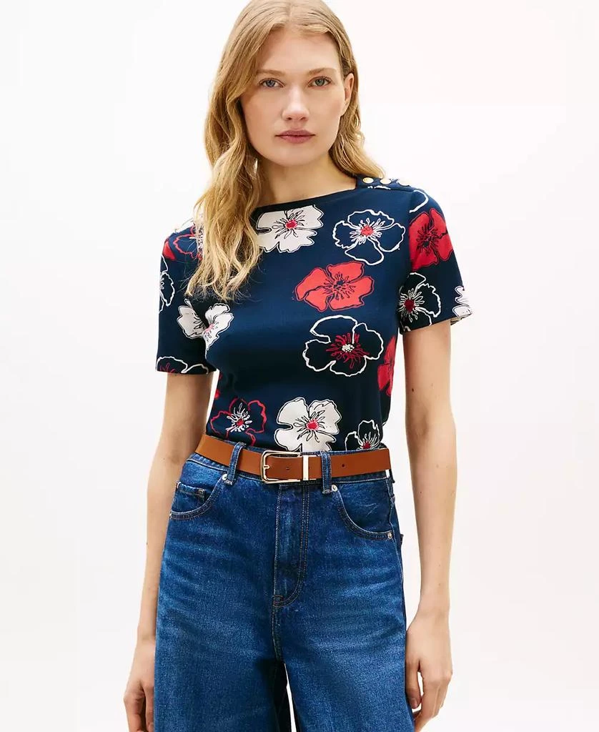 Tommy Hilfiger Women's Ribbed Boxy Crew Neck T-Shirt