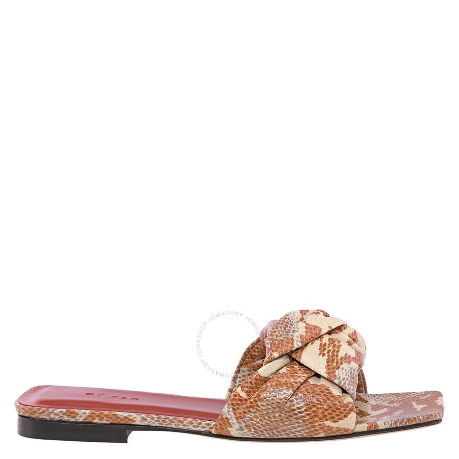 【送料&関税込】BY FAR Light Green Leather Flick Mules Flick Mule - By Far - Green - Leather
