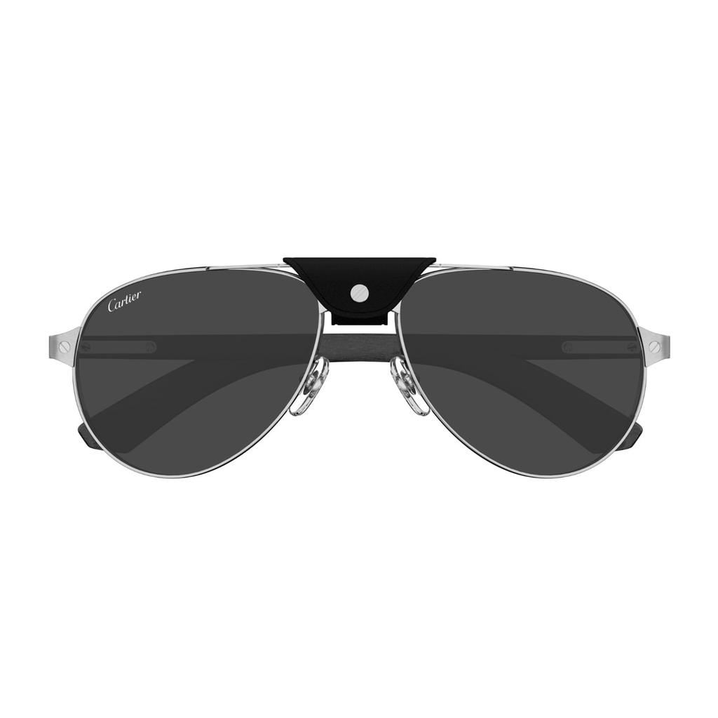 Cartier Eyewear Cartier Ct0495s Santos De Cartier 003 Silver Black Smoke Sunglasses