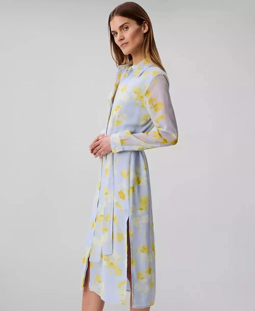 Calvin Klein Women's Long Sleeve Printed Chiffon Belted Shirtdress 3