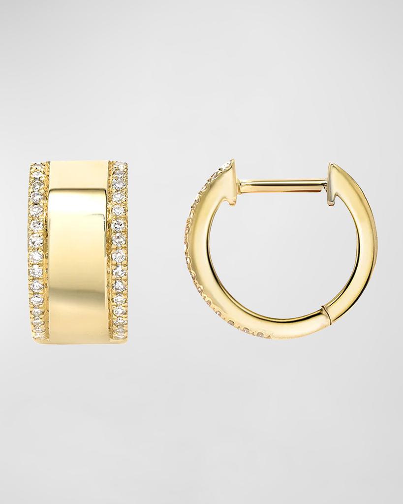 Zoe Lev 14K Gold Diamond Thick Huggie Earrings