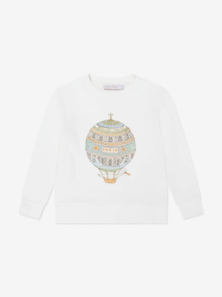 Atelier Choux Atelier Choux Girls Hot Air Balloon Sweatshirt in Ivory