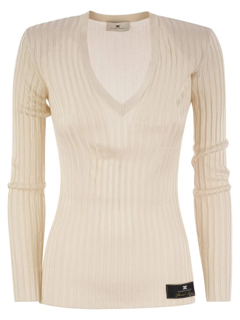 ELISABETTA FRANCHI Elisabetta Franchi Logo-Patch V-Neck Top 1