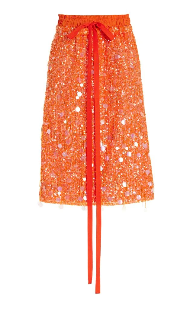 Wiederhoeft Wiederhoeft - Embroidered Midi Skirt - Orange - IT 38 - Moda Operandi 1