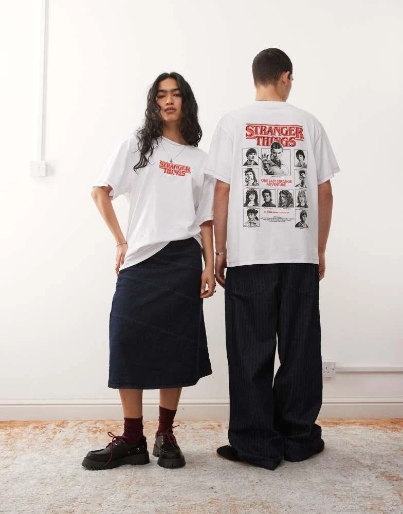Reclaimed Vintage Reclaimed Vintage x Stranger Things unisex oversized t-shirt with character back print in white 2