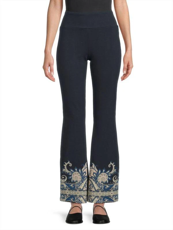 Johnny Was Roman Paisley High-Rise Flare Leggings 1