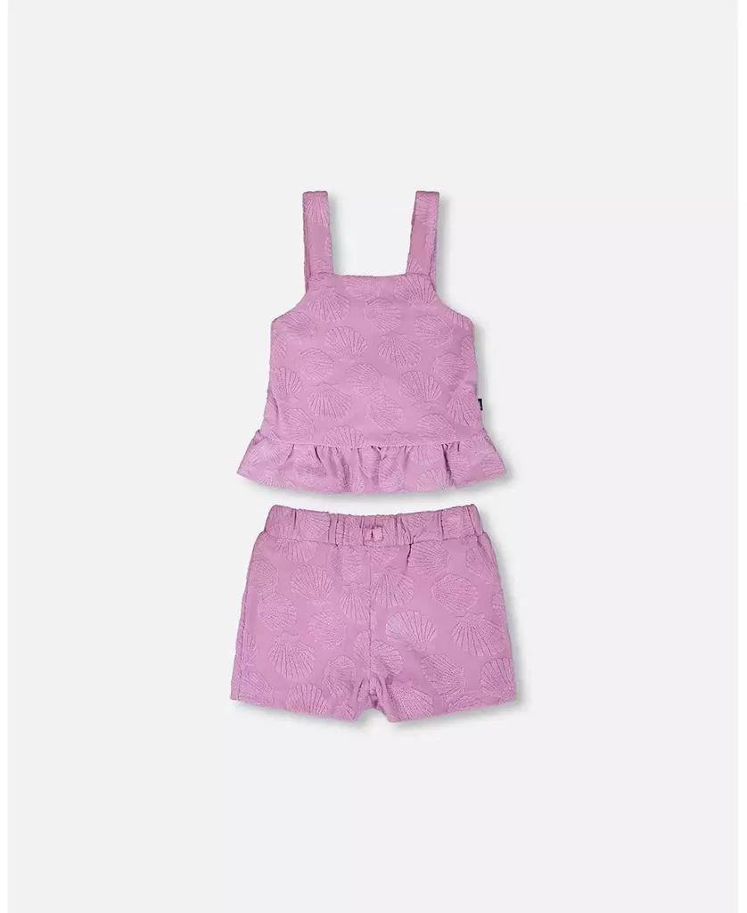 Deux par Deux Big Girls Terry Tank Top with Shorts Set Lilac