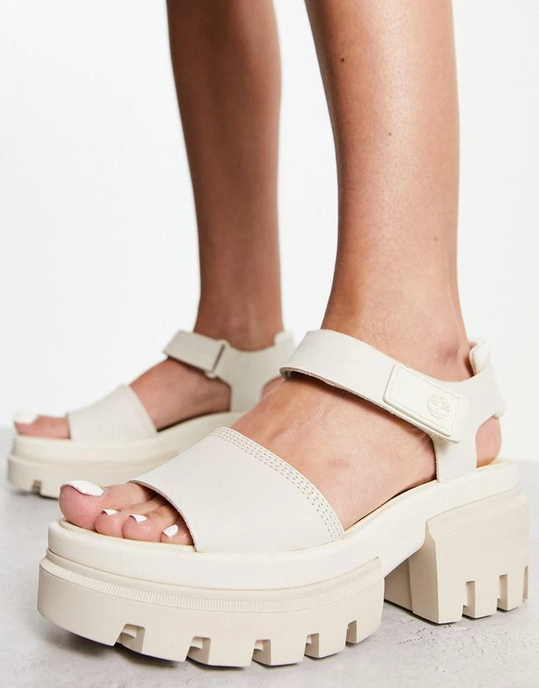 Timberland Timberland everleigh ankle strap sandals in natural off white nubuck leather 4