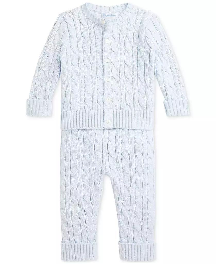 Ralph Lauren Baby Boys Cotton Cable-Knit Cardigan & Pants Set