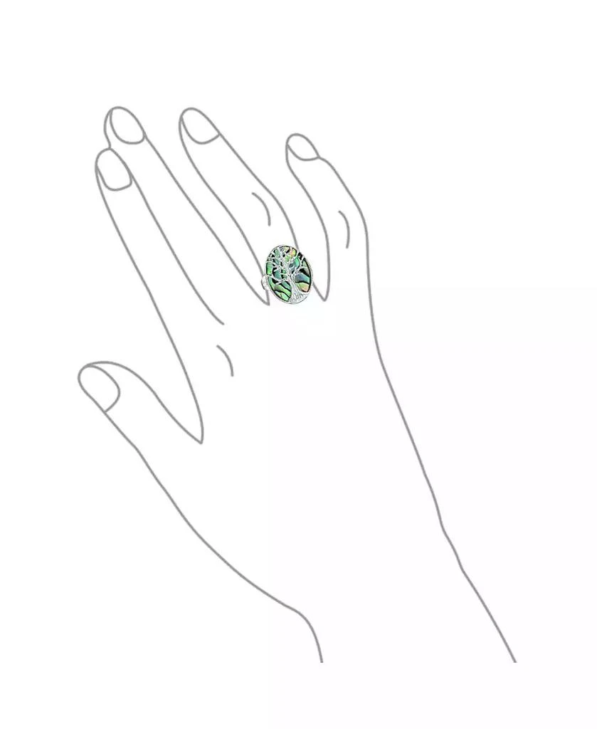 Bling Jewelry Oval Rainbow Abalone Family Wishing Statement Tree Of Life Ring .925 Sterling Silver 2