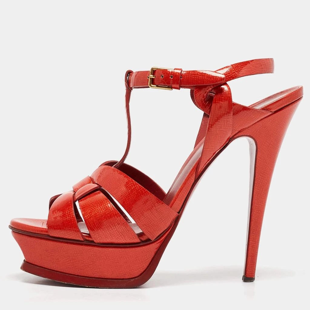 Yves Saint Laurent Yves Saint Laurent Red Patent Leather Tribute Platform Sandals Size 39 1