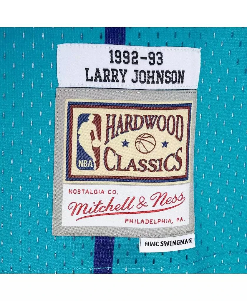 Mitchell & Ness Men's Larry Johnson Teal, Purple Charlotte Hornets Hardwood Classics 1992-93 Split Swingman Jersey 2