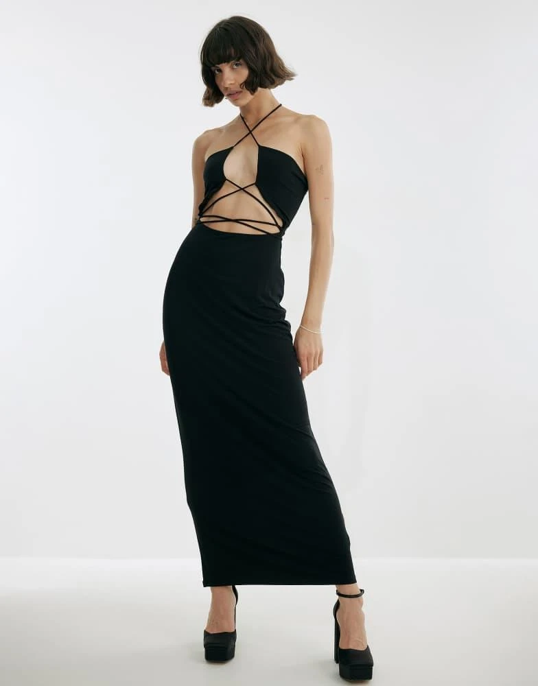 NA-KD NA-KD X Josefine HJ cut out maxi dress in black 1